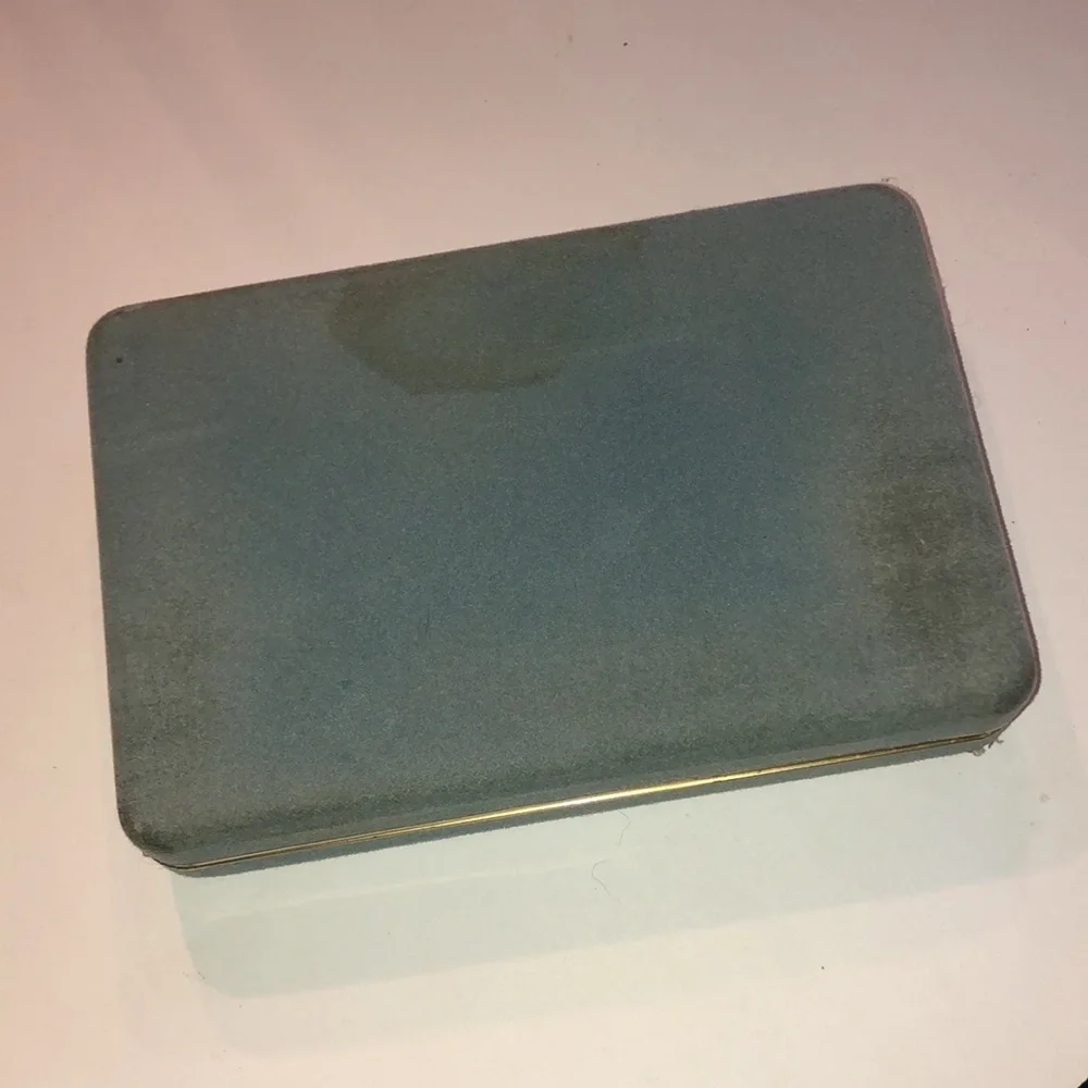 Vintage Blue Velvet Jewelry Case with Earring Bar